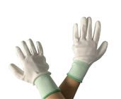 De witte Polyurethaanpalm bedekte Antistatische de Voeringshandschoen met een laag van de Handschoenen Naadloze Polyester