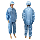 Blauw 5 mm gestreept polyester pluisvrij ESD-pak voor industriële werkkleding