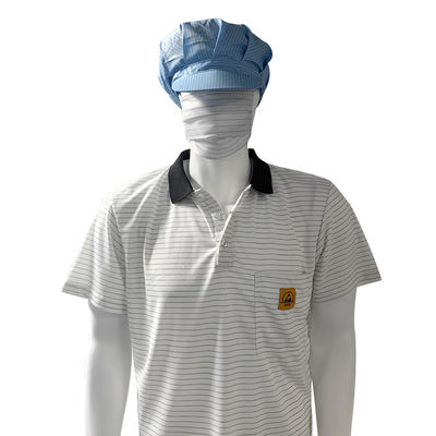 7 mm strip witte zijde breien ESD anti statisch polo t-shirts 99% polyester 1% geleidend