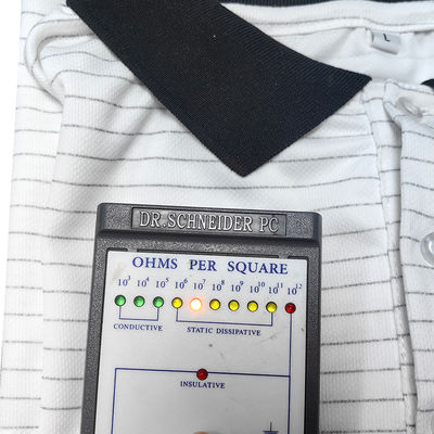 7 mm strip witte zijde breien ESD anti statisch polo t-shirts 99% polyester 1% geleidend