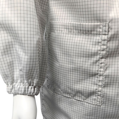 98% polyester + 2% koolstofvezel 5 mm raster ESD antistatische veiligheidskleding ademend gaas voor de schoonkamer