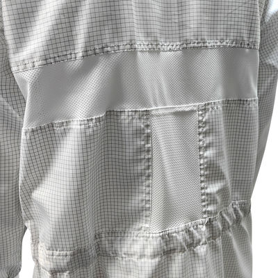 98% polyester + 2% koolstofvezel 5 mm raster ESD antistatische veiligheidskleding ademend gaas voor de schoonkamer