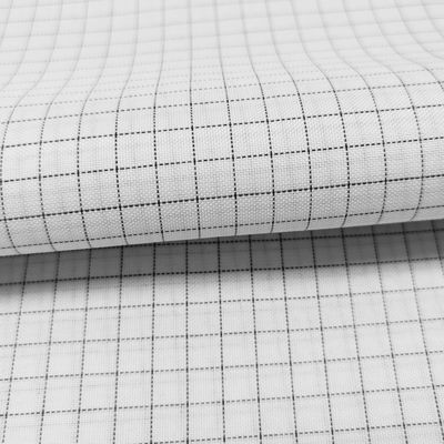 Witte 7 mm raster 65% polyester + 32% katoen + 2% koolstofvezel T / C ESD antistatisch stof voor kleding in de cleanroom
