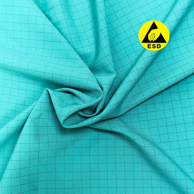 ESD Antistatisch 7 mm rasterstof 98% polyester+2% geleidende koolstofstofstof voor ESD-kleding