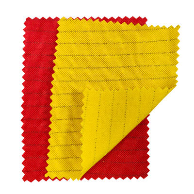 Cvc gebreide Pique Antistatisch Stof Voor Esd Polo Shirt Rood Geel 260gm
