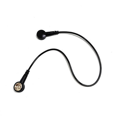 Zwarte 30 cm ESD-aardingskabeldraad met beide uiteinden Knop voor antistatische mat voor schoonruimte/ESD-polsband