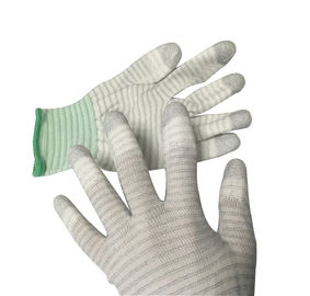 Pu-Bovenkant bedekte Gestreepte Statische de Vingertopkoolstof Gebreide EN388 4121 Norm met een laag van Bewijshandschoenen