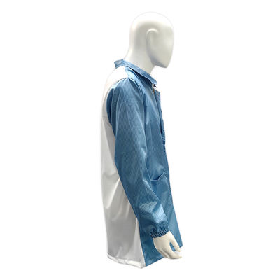Schoonkamer ESD Antistatische jas met lapel rits Wit gaas Achterkant Antistatische Labjas