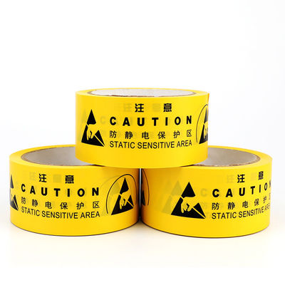Gele ESD-anti-statische waarschuwingsband Chinese of Engelse identificatietape Beschermingszone PVC-vloertape