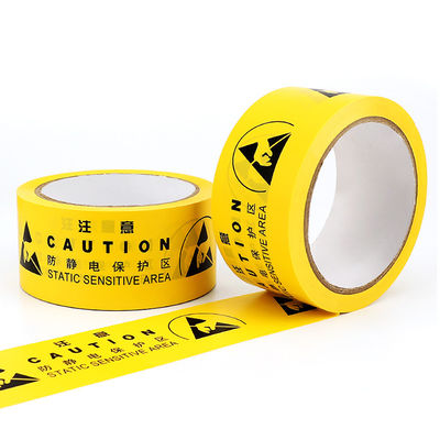 Gele ESD-anti-statische waarschuwingsband Chinese of Engelse identificatietape Beschermingszone PVC-vloertape