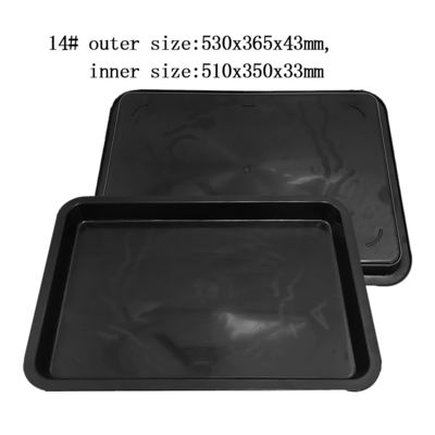 530x365x43mm ESD Antistatische vierkantbakken Zwart Plastic Rechthoekig Ondiep ESD Bak ESD Elektronisch Cirkel Draaibaar