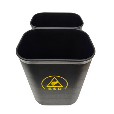 Zwarte ESD antistatische vierkante stofvrije plastic afvalbak 15L voor de schoonkamer