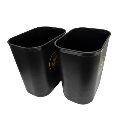 Zwarte ESD antistatische vierkante stofvrije plastic afvalbak 15L voor de schoonkamer
