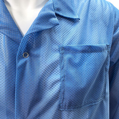 ESD Antistatische laboratoriumjas van 96% polyester + 4% koolstofvezel met diamantpatroon
