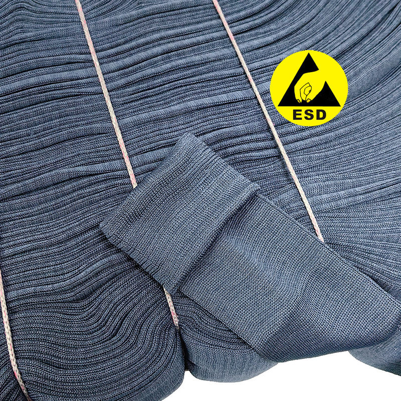 93% polyester 7% koolstofvezel ESD antistatisch ribstof voor cleanroom kleding manchetten