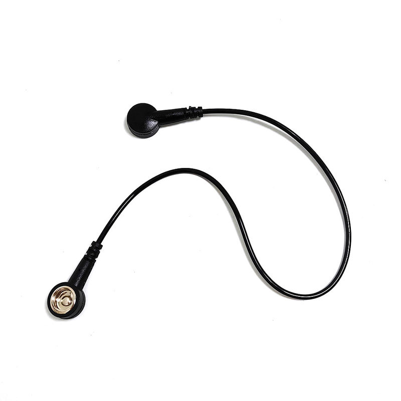 Zwarte 30 cm ESD-aardingskabeldraad met beide uiteinden Knop voor antistatische mat voor schoonruimte/ESD-polsband