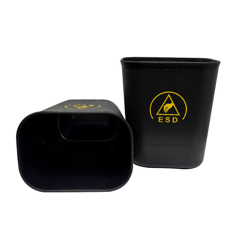 Zwarte ESD antistatische vierkante stofvrije plastic afvalbak 15L voor de schoonkamer