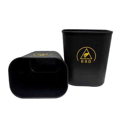 Zwarte ESD antistatische vierkante stofvrije plastic afvalbak 15L voor de schoonkamer