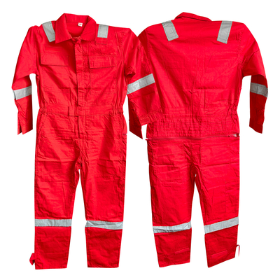 Hoge zichtbaarheid reflecterende veiligheidsvest - 100% katoenen rode overalls